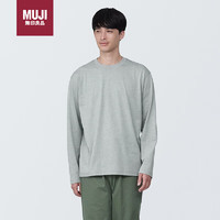 无印良品（MUJI）男式 天竺织 圆领长袖T恤 男士 打底衫 AB1L3A4S 灰色 M 