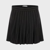 女士宴会柔软舒适竖条纹收腰显瘦侧拉链褶皱半截短裙