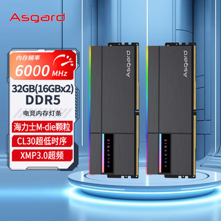 Asgard 阿斯加特 32GB(16Gx2)套 DDR5 6000 台式机内存条 RGB灯条-女武神·瓦尔基里Ⅱ代极夜黑