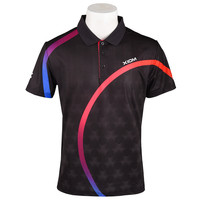 骄猛乒乓球服男女短袖T恤速干乒乓球比赛服 欧7影黑色2XL