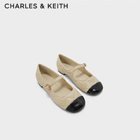 CHARLES&KEITH拼接菱格平跟玛丽珍鞋子女鞋女士CK1-70900405 Butter黄油色 39