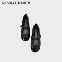 CHARLES&KEITH拼接菱格平跟玛丽珍鞋子女鞋女士CK1-70900405 Black黑色 39