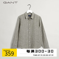 GANT甘特春夏女士时尚休闲翻领亚麻透气长袖衬衫|4322078 333咖色 44