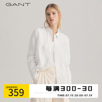 GANT甘特春夏女士时尚休闲翻领亚麻透气长袖衬衫|4322078 110白色 44