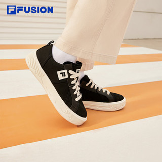 FILA FUSION斐乐潮牌女POP III滑板鞋2024夏新帆布鞋 黑/豆腐白-BS 35.5