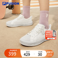 FILA FUSION斐乐潮牌女POP III滑板鞋2024夏新帆布鞋 雪白/南极灰-SA 38.5