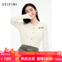 诗凡黎（'SEIFINI）白色针织开衫短款上衣女3E8331581 本白色 165/90CM/L