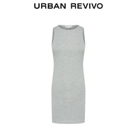 URBAN REVIVO 女法式气质通勤修身显瘦无袖连衣裙 UYY740017 花灰 XS