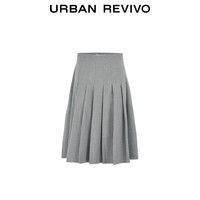URBAN REVIVO 女士时尚通勤经典A字廓形百褶半裙 UYY540004 暖灰 XXS