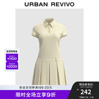 UR2024秋季女装减龄学院风百褶廓形短袖连衣裙UYY740010 米白 S