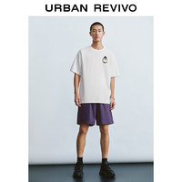 URBAN REVIVO 男士趣味撞色怪兽图案棉质短袖T恤 UMY440003 本白 M