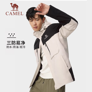 骆驼（CAMEL）三防冲锋衣男女同款专业防油污防水三合一外套登山服A13CATR036 036幻影黑/橡木灰,男女同款 S