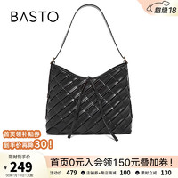 BASTO 百思图 2024夏季时尚简约托特包单肩包女X3332BX4 黑色 F