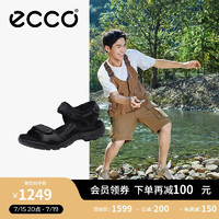 ecco 爱步 凉鞋男 软底魔术贴运动户外凉鞋 越野系列82218402001 黑色43