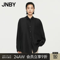 JNBY江南布衣24秋衬衫女薄款静奢优雅宽松长袖H型5O7210690 001/本黑 L