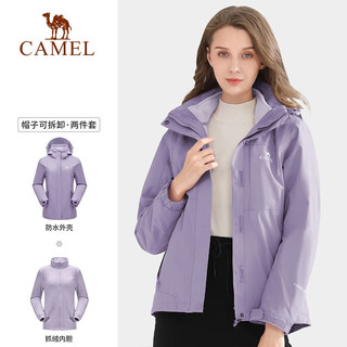 骆驼（CAMEL）三防冲锋衣户外登山服防水防风防污三合一保暖时尚运动外套 A9W114120-1 中国红，女 XXXL