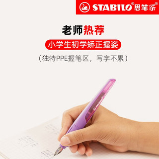 思笔乐（STABILO）德国钢笔小三年级商务办公练字书法钢笔 0.5mm细明尖孩子老师毕业 深浅蓝