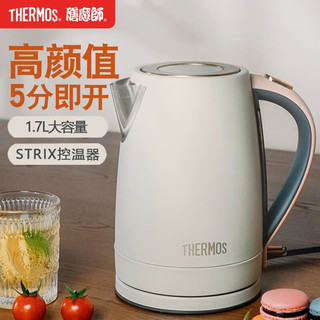 THERMOS 膳魔师 电热水壶烧水生活电器1.7L食品级304不锈钢茶壶自动断电EHA-1313A EHA-1324A白色