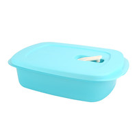 特百惠（Tupperware）长方饭盒可微波加热午餐饭盒 便携密封便当盒1L 马卡蓝