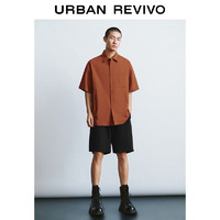 URBAN REVIVO 男士短袖衬衫 UMY240001 红棕 L(XL-XXL)