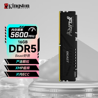 Kingston 金士顿 FURY Beast野兽系列 DDR5 5600MHz 台式机内存 马甲条 黑色 16GB C36