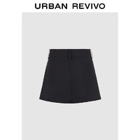 URBAN REVIVO 女装时尚气质设计感压褶裙裤短裤 UYU640002 黑色 XXS