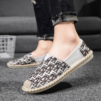 策驭布鞋男士老北京布鞋透气防臭亚麻一脚蹬渔夫鞋子百搭休闲帆布鞋男 F02棕色 39 运动鞋码