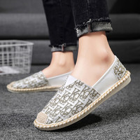 策驭布鞋男士老北京布鞋透气防臭亚麻一脚蹬渔夫鞋子百搭休闲帆布鞋男 F02米色 41 运动鞋码