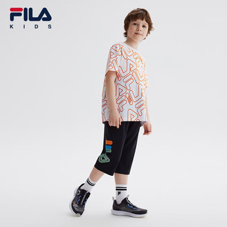 FILA【凉感科技】斐乐儿童裤子2024夏季中大童男童针织七分裤 130