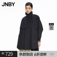 JNBY/江南布衣春夏风衣女设计感中长款宽松H型直筒OL风纯棉5N1914070 001/本黑 M