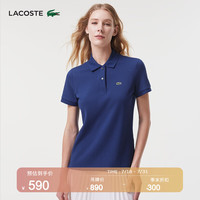 法国拉科斯特 LACOSTE女装时尚翻领休闲纯色短袖POLO衫|PF7839 F9F/深蓝 36/S
