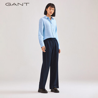 GANT甘特春夏女士时尚休闲翻领亚麻透气长袖衬衫|4322078 469湖蓝 34