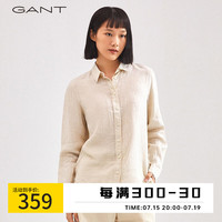 GANT甘特春夏女士时尚休闲翻领亚麻透气长袖衬衫|4322078 221米色 42