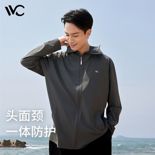 VVC防晒衣服男士时尚夏季冰丝凉感防紫外线短外套披肩外套 深灰色 L