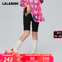 拉拉波波夏季新款黑色五分牛仔短裤女舒适显瘦设计师款LBCA-WXZD16 黑牛仔 2