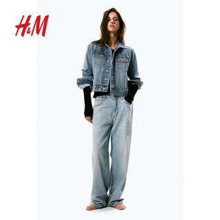 H&M2024夏季女装宽松高腰牛仔裤1240099 浅牛仔蓝 155/64