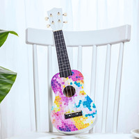 莫琳尤克里里初学男女生儿童高颜值入门乐器小吉他21英寸图案 21英寸 彩色玻璃款 标配