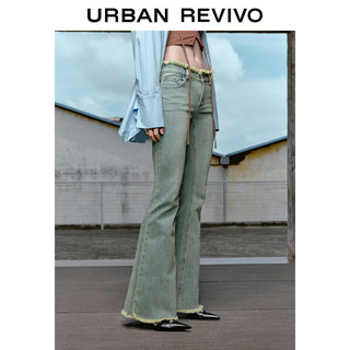 URBAN REVIVO 女士微喇牛仔长裤 UWA840015 中灰蓝 26