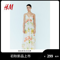 H&M女装裙子2024夏季新款透气梭织吊带连衣裙1238463 亮橙色 155/80 XS