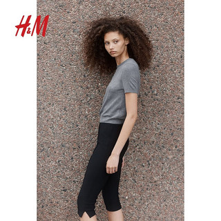 H&M2024夏季新款女装时尚休闲百搭柔软细密针织T恤1232470 混深灰色 155/76