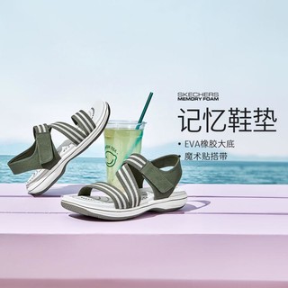 SKECHERS 斯凯奇 女鞋女士凉鞋一字带凉鞋休闲鞋外穿运动凉鞋女夏季款