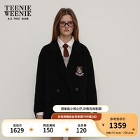 Teenie Weenie小熊2024秋绵羊毛双面呢学院西装毛呢大衣外套女 黑色 175/XL