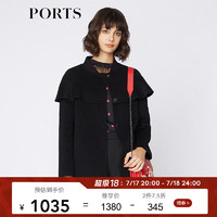 PORTS宝姿 女装简约荷叶边棒球领大衣SA9C016GZW010 黑色 6