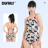 DUFAILY泳衣女连体专业抗氯速干游泳衣舒适竞速泳装备女士泡温泉修身显瘦 花团团【熊猫系列】 175(身高170-178体重66-72kg）