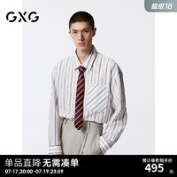 GXG男装 条纹设计简约时尚翻领长袖衬衫24年秋季新品G24X033027 条纹 165/S