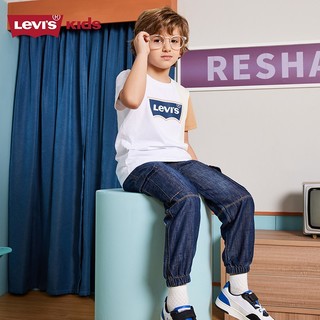 Levi's 李维斯童装男童短袖T恤夏季儿童纯棉舒适针织休闲上衣 奶白 160/76(L)