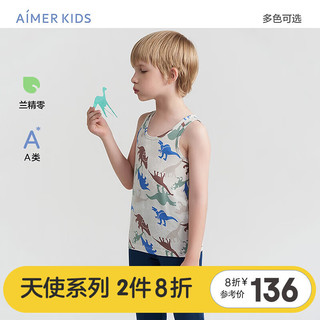 爱慕儿童（AIMER KIDS）A类打底背心男女童新年红品儿童背心跨栏吊带保暖莫代尔轻薄高弹 男-恐龙乐园 150