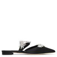MANOLO BLAHNIK Lurum 水晶缎面平底穆勒鞋