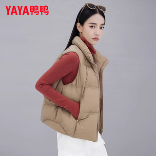 鸭鸭（YAYA）羽绒马甲女短款冬季韩版时尚小个子加厚立领设计马夹YZ 米白色 S