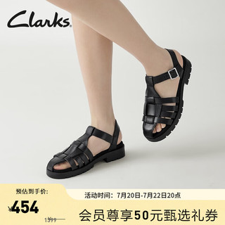 Clarks其乐女鞋凉鞋春夏低跟休闲猪笼鞋包头罗马凉鞋 黑色261735264 38